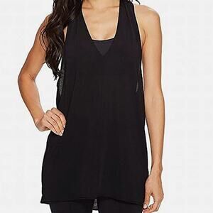 LUCY Black Flow Yoga Mesh Polyester V Neck High Low Tank Top Gym Active Size XS